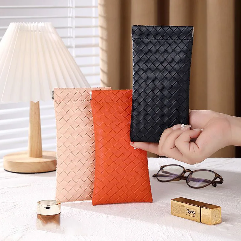 PU Leather glasses bag women\'s portable storage bag simple portable anti-pressure protective cover sun eye myopia bag