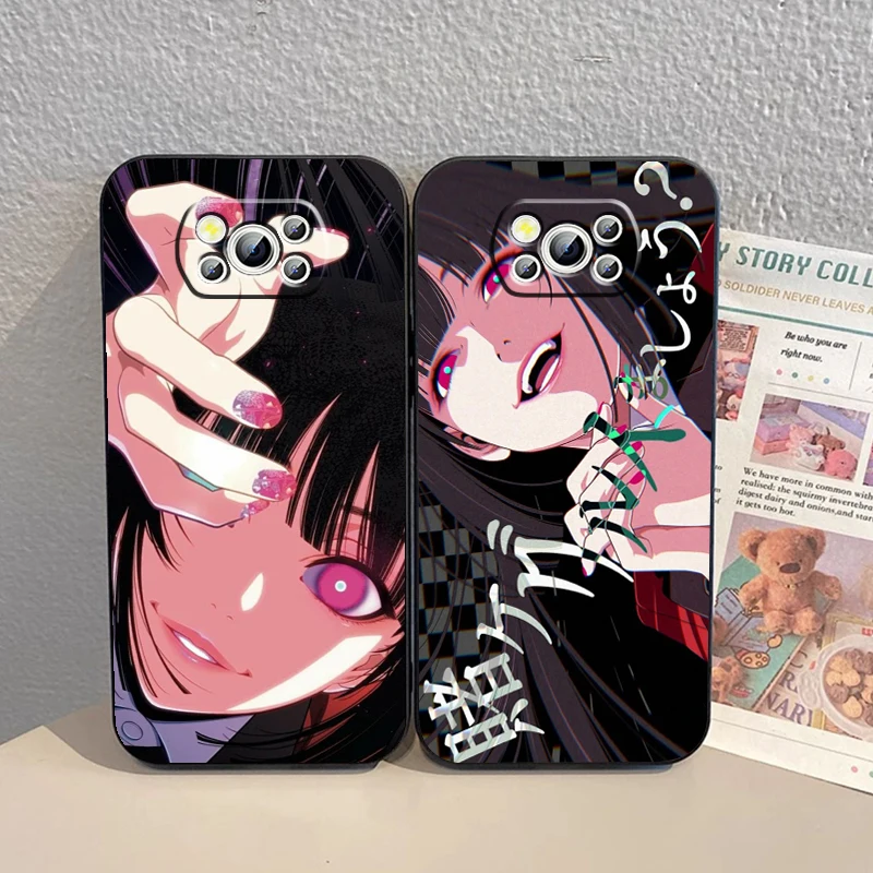 J-Jabami Y-Yumeko Kakeguruis For Xiaomi Mi Poco F5 F4 F3 X6 X5 X4 X3 M6 M5 M5S M4 M3 C65 Pro GT NFC 5G Black Cover Phone Case