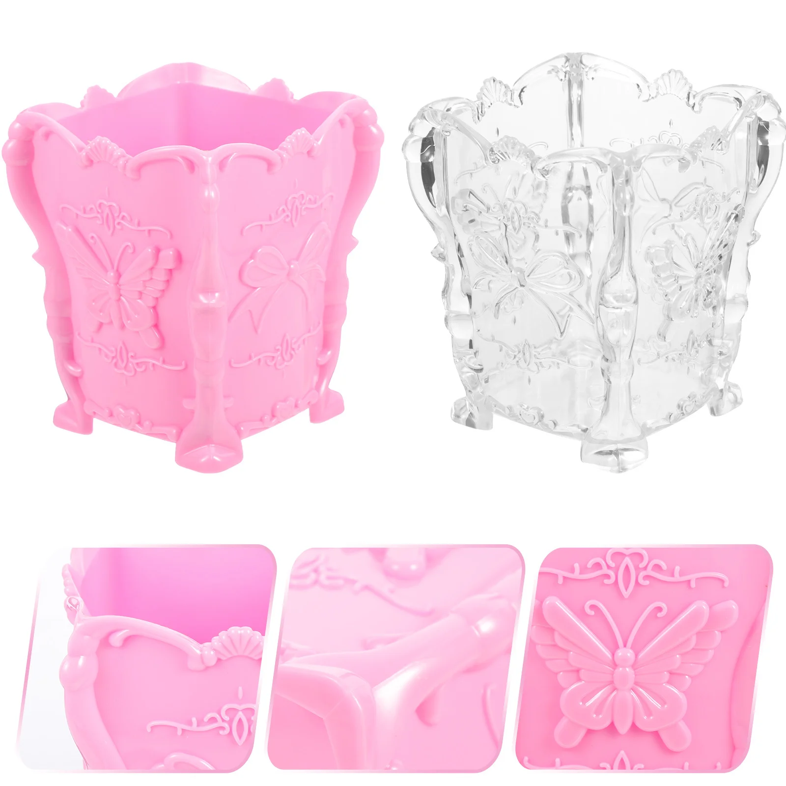 2 قطعة حامل فرشاة للمكياج حاوية تخزين شفافة كبيرة مفتوحة لمستحضرات التجميل قلم أحمر الشفاه منظم سطح المكتب #5