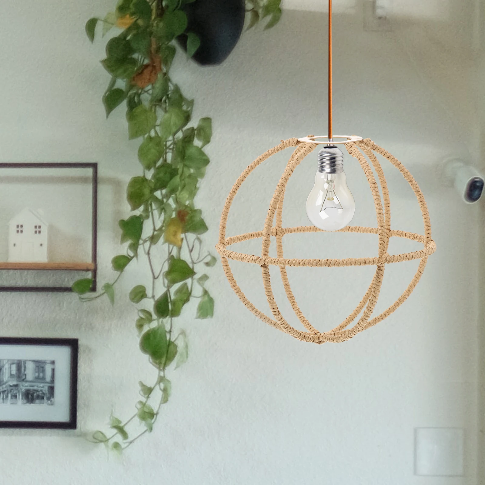 

Rattan Lampshade Woven Cover Wall Sconces Plug Bedroom Living Room Kitchen Decorative Lighting Shade Replacement