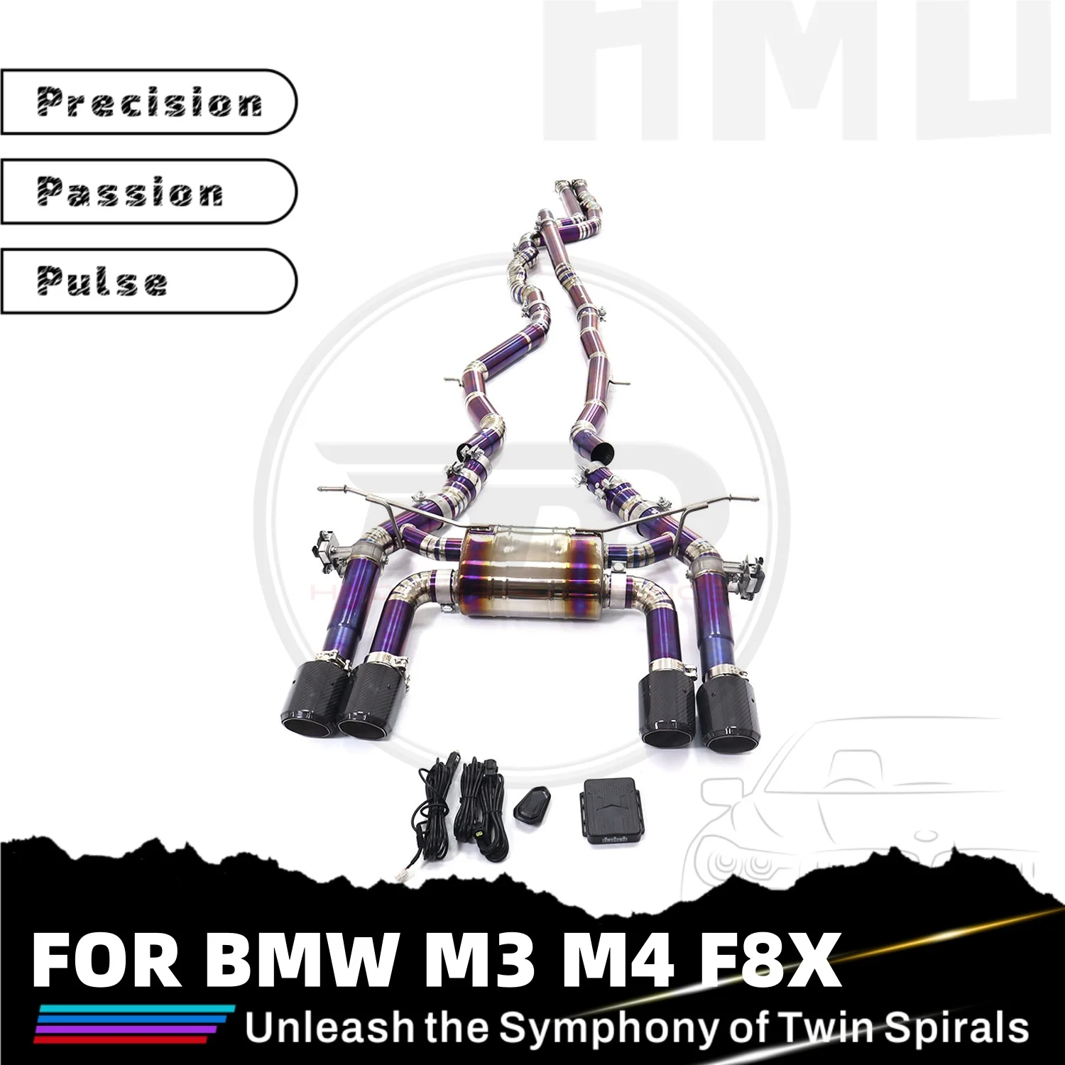 

Горячие продажи HMD TC4 с электронным клапаном Catback для BMW M3 M4 F8X с поворотной трубкой, труба равной длины, супер мастерство