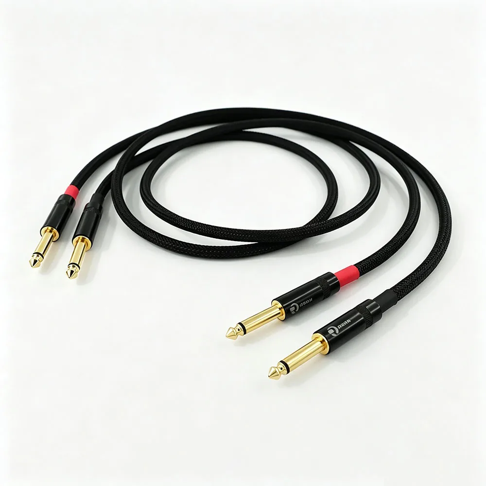 audio cable 6.35 large two-core signal cable/gold-plated 6.5 large two-core plug TS/4N oxygen-free copper
