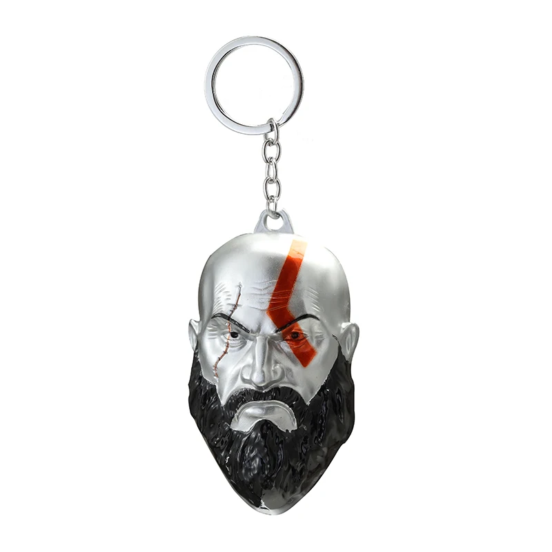 Fashion Anime Ninja Fan Keychain God of War Ares 4 Kratos 3D Avatar Keyring For Men Women Gifts