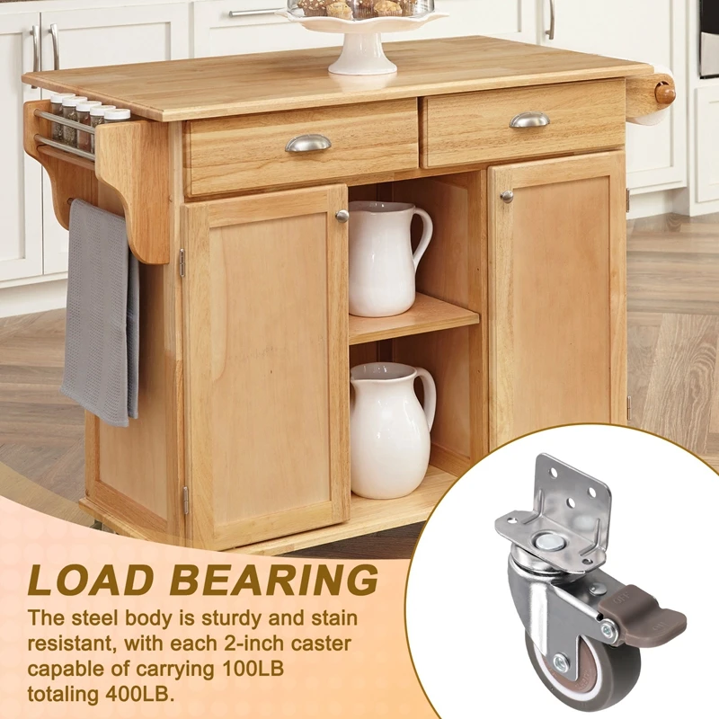 Ruedas de montaje lateral, ruedas para muebles de 2 pulgadas, Juego de 4 ruedas de goma en forma de L, parte superior giratoria de bloqueo de 360 grados, paquete de 4