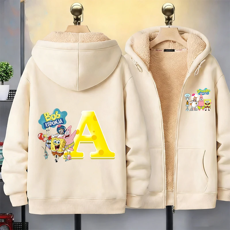 

SpongeBob SquarePants Sweatshirt Jacket Zipper Hoodie Coat Men Women Winter Warm Jacket Oversized Thick Streetwear Casual Hoody