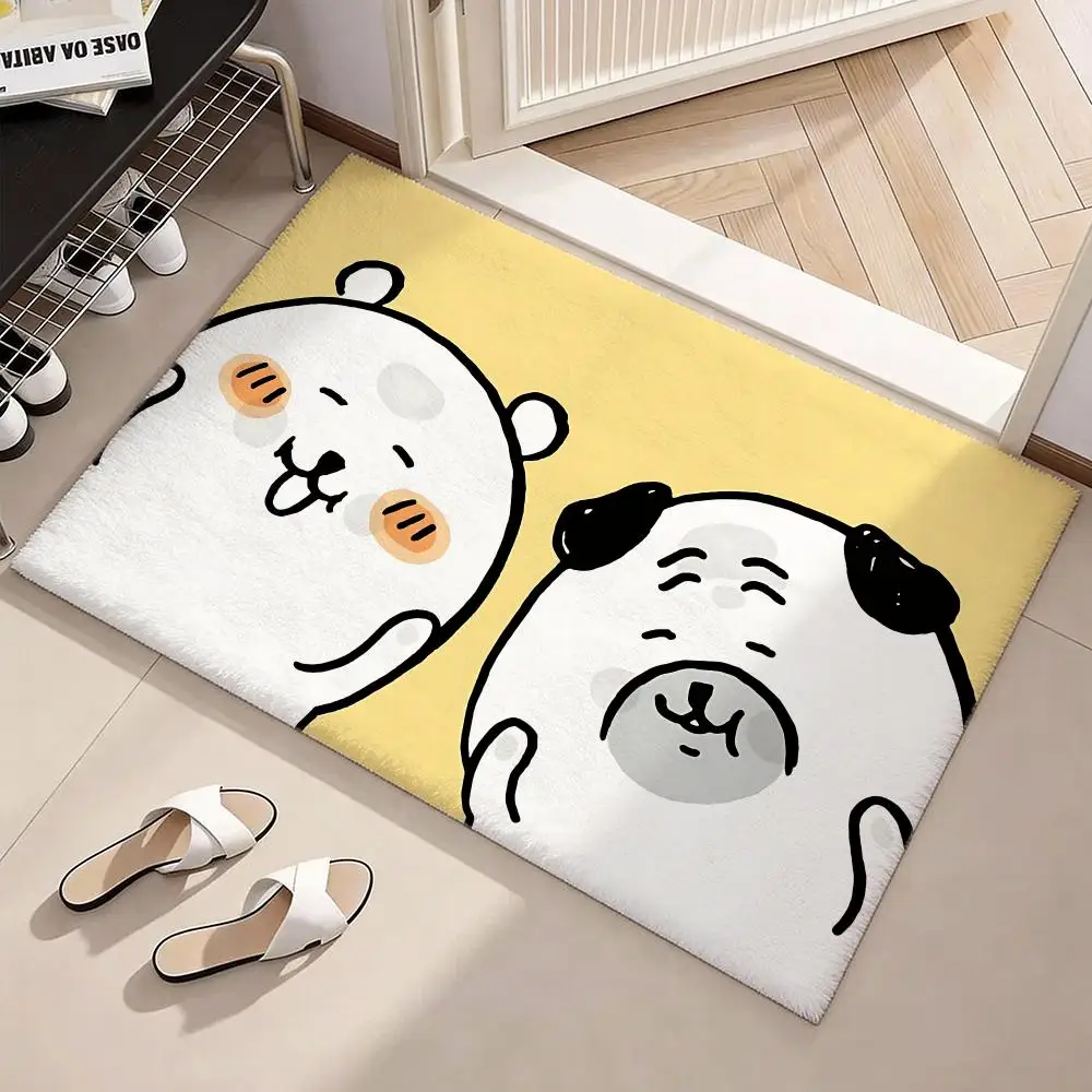 Cute J-Joke Bear N-nagango Floor Mat Soft Thickened Flannel Door Mat Non-Slip Living Room Rug Home Decor