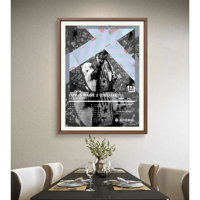 الهيب هوب الموسيقى ليل مغني الراب عوزي فيرت المشارك الأبدية Atake/الشريط الوردي/Luv هو الغضب غلاف الألبوم الكلاسيكية الراب المسار قماش جدار ديكور فني #3