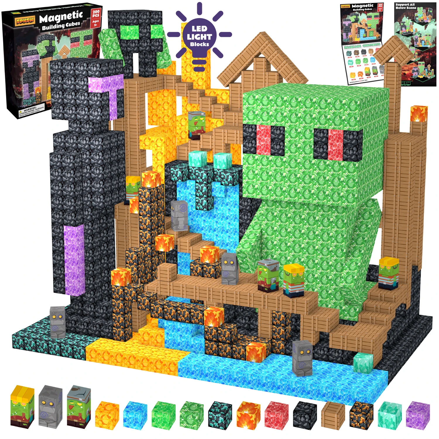 

New Green Alien Magnetic Building Blocks Monster STEM Educational Toy 3D DIY Construction Cubes Creative Kids Gift