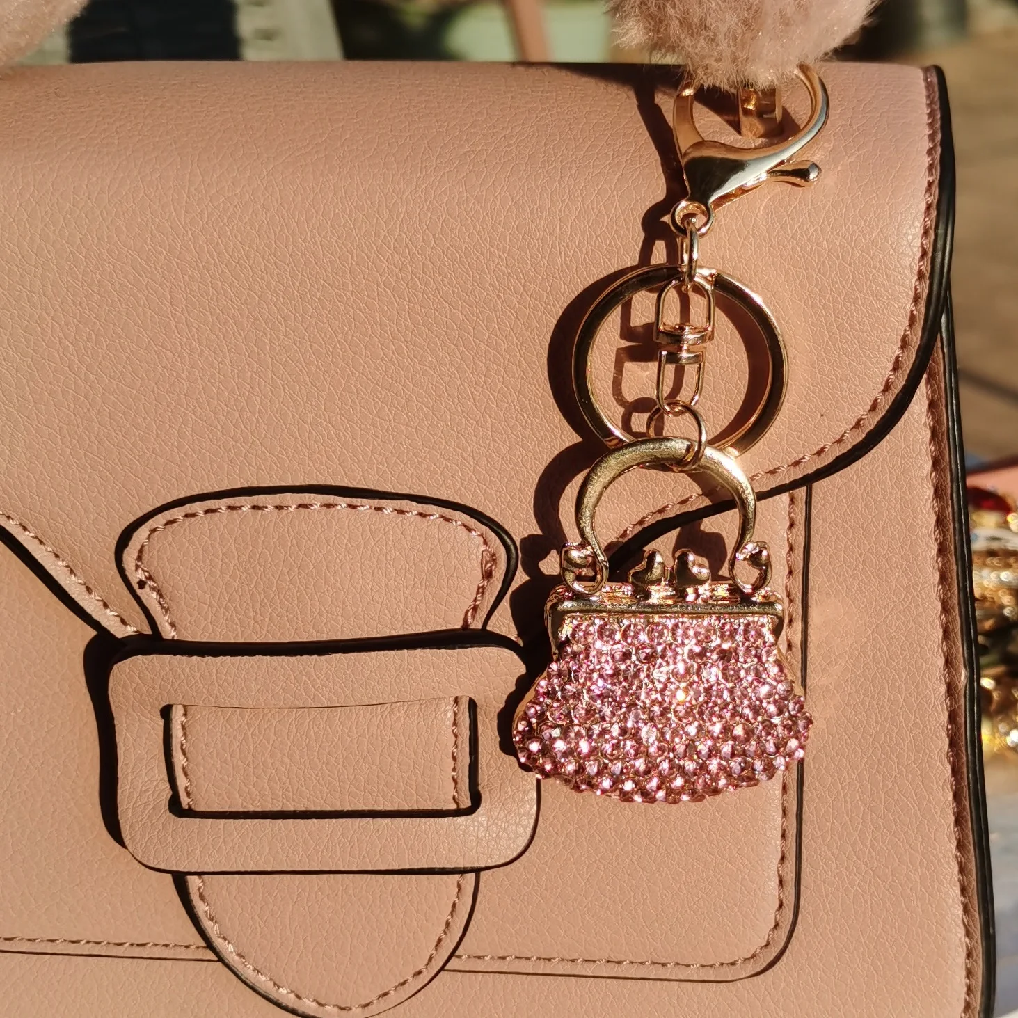 lovely handbag-shaped pendant keychain alloy rhinestone bag-pendant for girls