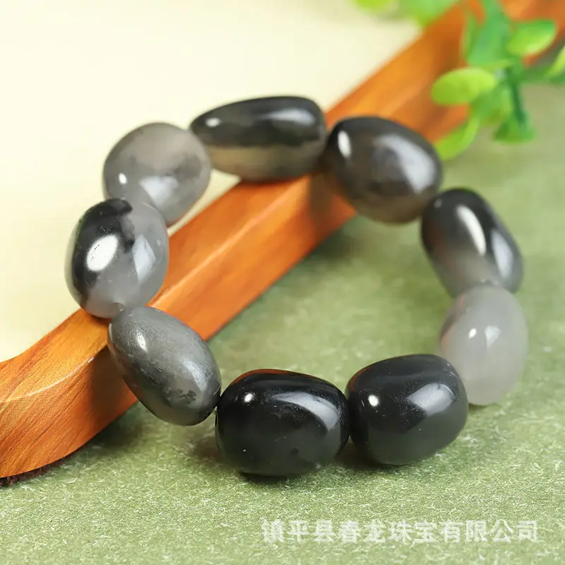 Natural Stone Blue White Bracelet , Irregular-Shaped Jade Bead Chain Men And Women