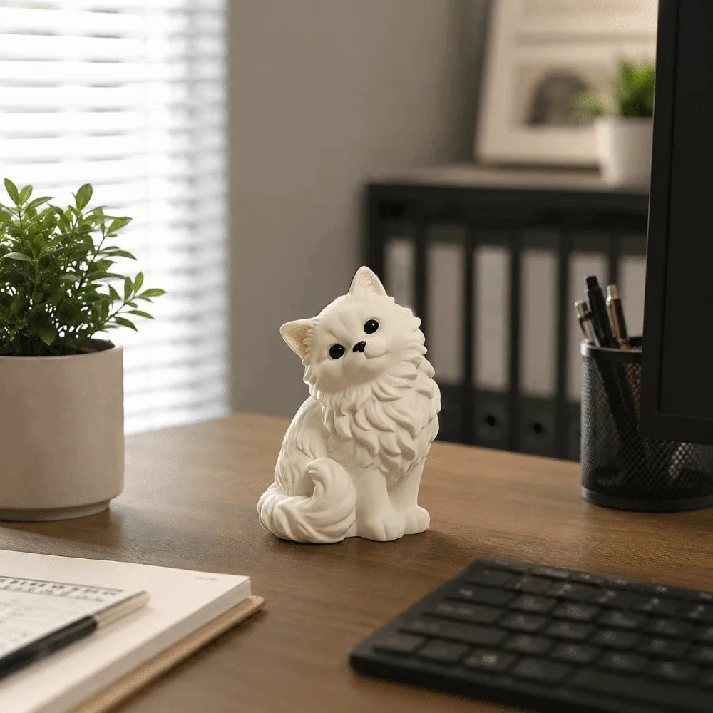 Collection 3D Printed Kitten Sculpture Cute Mini Size Persian Cat Statue Home Decoration Cat Shape Crafts Office