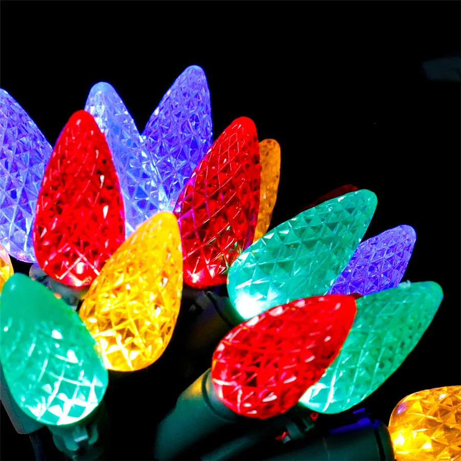 Guirnalda de luces LED de Navidad para Año Nuevo, guirnalda de luces de hadas impermeable, 8 modos, cadena de luces de fresa para Patio, jardín, fiesta, decoración de boda