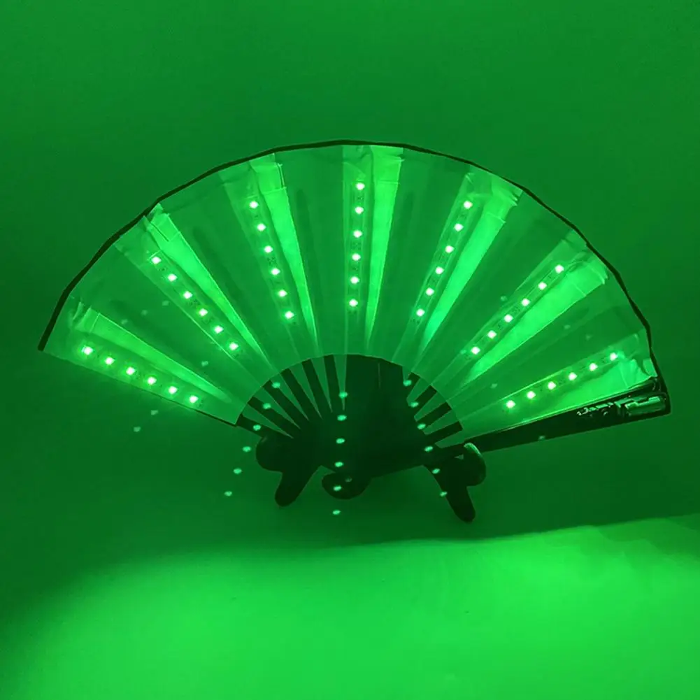 Fan Glowing Led Hand Fan for Ktv Bar Club Night Performance Foldable 8 Inch Prop with Strong Hinge Decoration Led Light Handheld