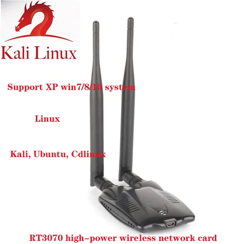 

RT3070L high-power dual-antenna wireless network card 2.4GHz high-gain Wi-Fi adapter suitable for Kali