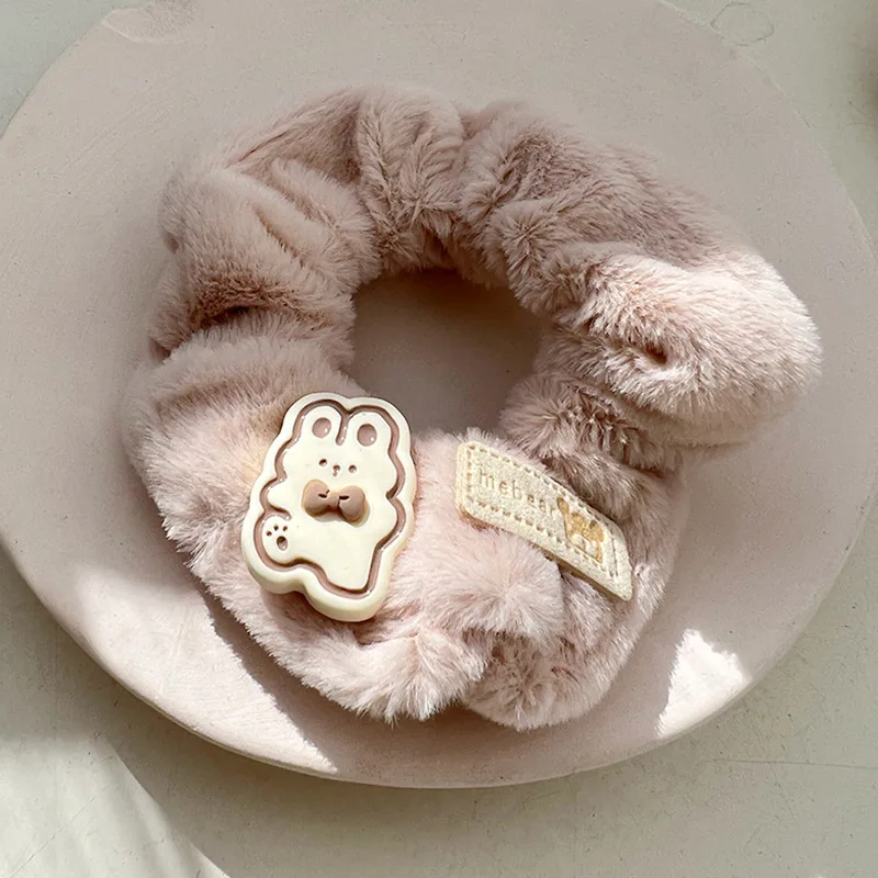 FANYIN Early Autumn Brown Plush Hair Rope Cartoon Cute Bear Rabbit Hair Rope Korean Version Versatile Hair Accessories for Women