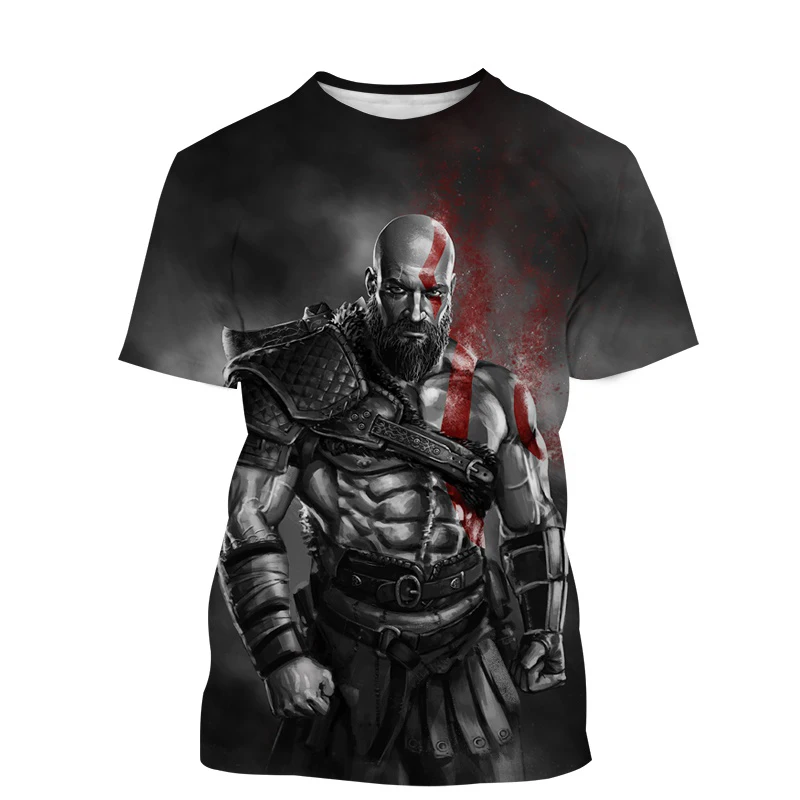 T-shirt manches courtes pour homme et femme, estival et à la mode, avec impression 3D du jeu God of War, Harajuku, Y2k