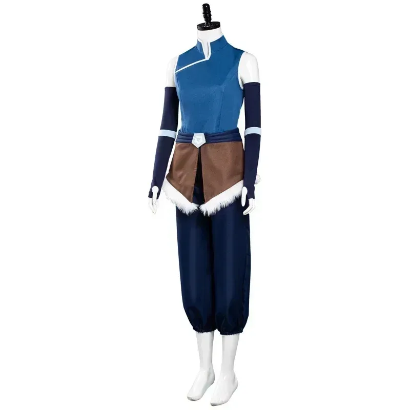 Avatar: The Legend Season 4 Korra Cosplay Women Costume Top Pants Set Outfits Blue Vest Girls Full Cloth Halloween Carnival Suit