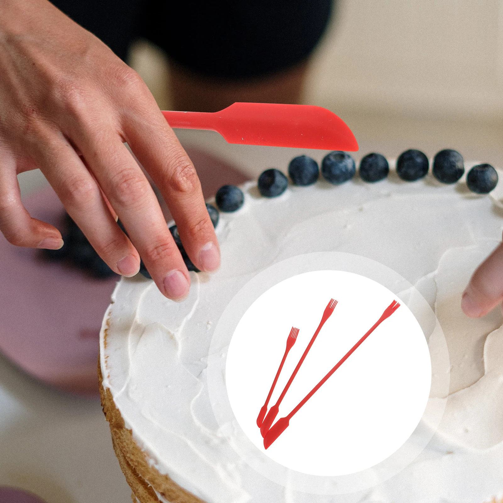 

3pcs Silicone Scraper Set Red Double Ended Baking Tool For Kitchen Jam Butter Cream Spreading Cooking Supply Baking Utensil