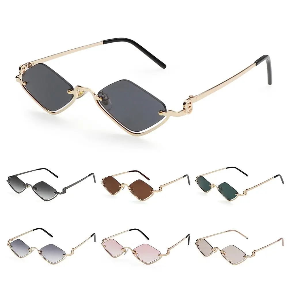 Diamond-Shaped Half Frame Sun Glasses Women's Sunglasses for Women & Men Hip Hop Vintage Shades Eyewear UV400 Protection