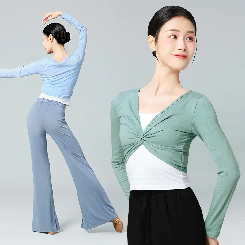 Haut pour femme, chemisier de danse de Ballet, manteaux de danse classique moderne, manches longues, hauts pour adultes et adolescents, tenues de Ballet