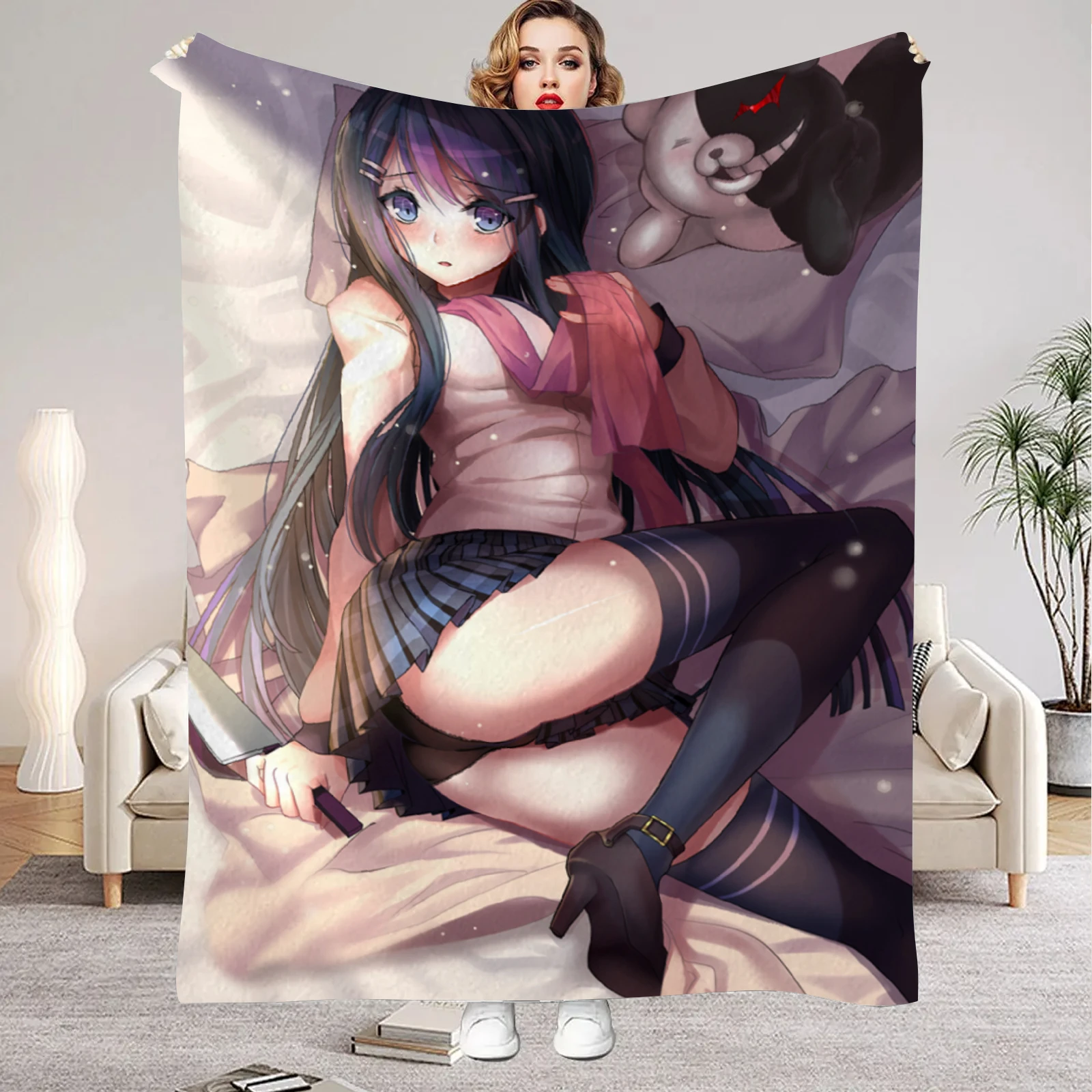 Danganronpa Blanket Classic Anime Game Soft Fuzzy Flannel Throw Blanket for Couch Bed Multi-Sized Napping Bedspread All Seasons