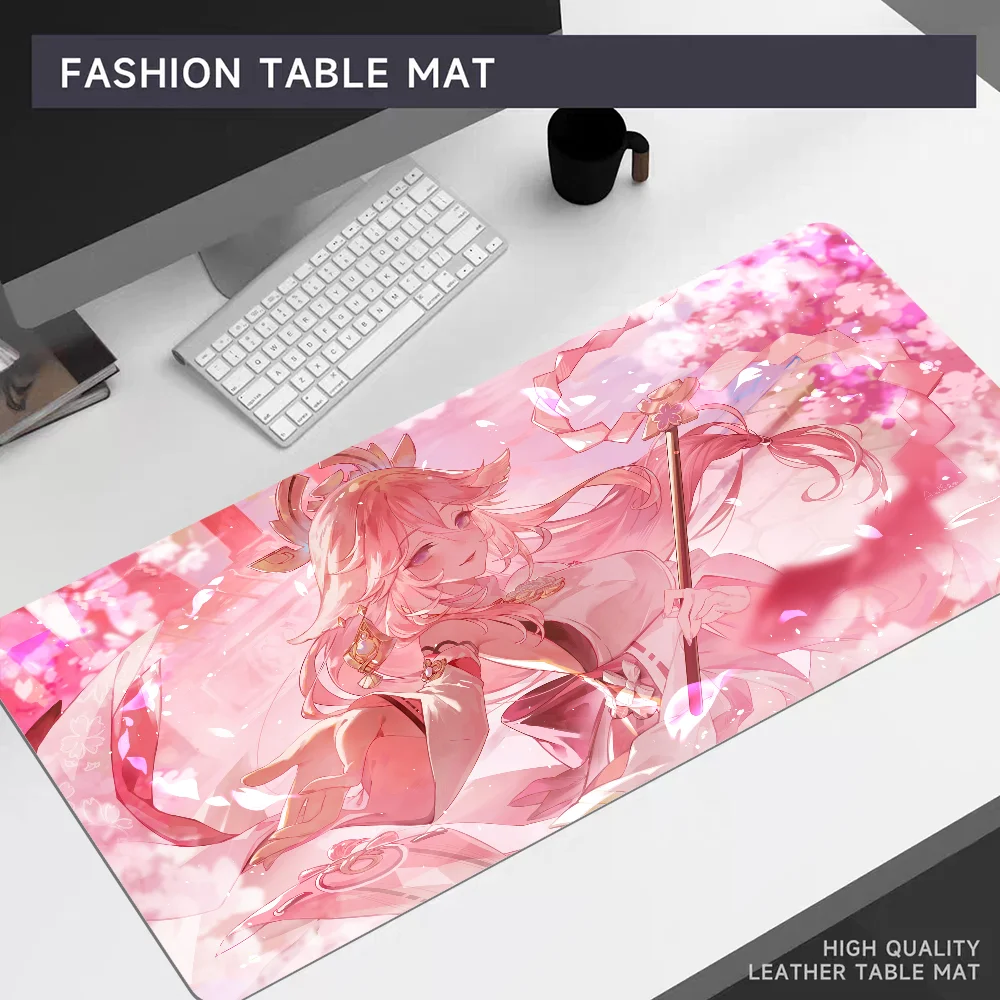 Yae Miko Genshin Impact Mousepad, Big Mouse Pad, Office Computer Desk Mat, Teclado de mesa, Almofada do teclado, Laptop, XL, 80x30cm