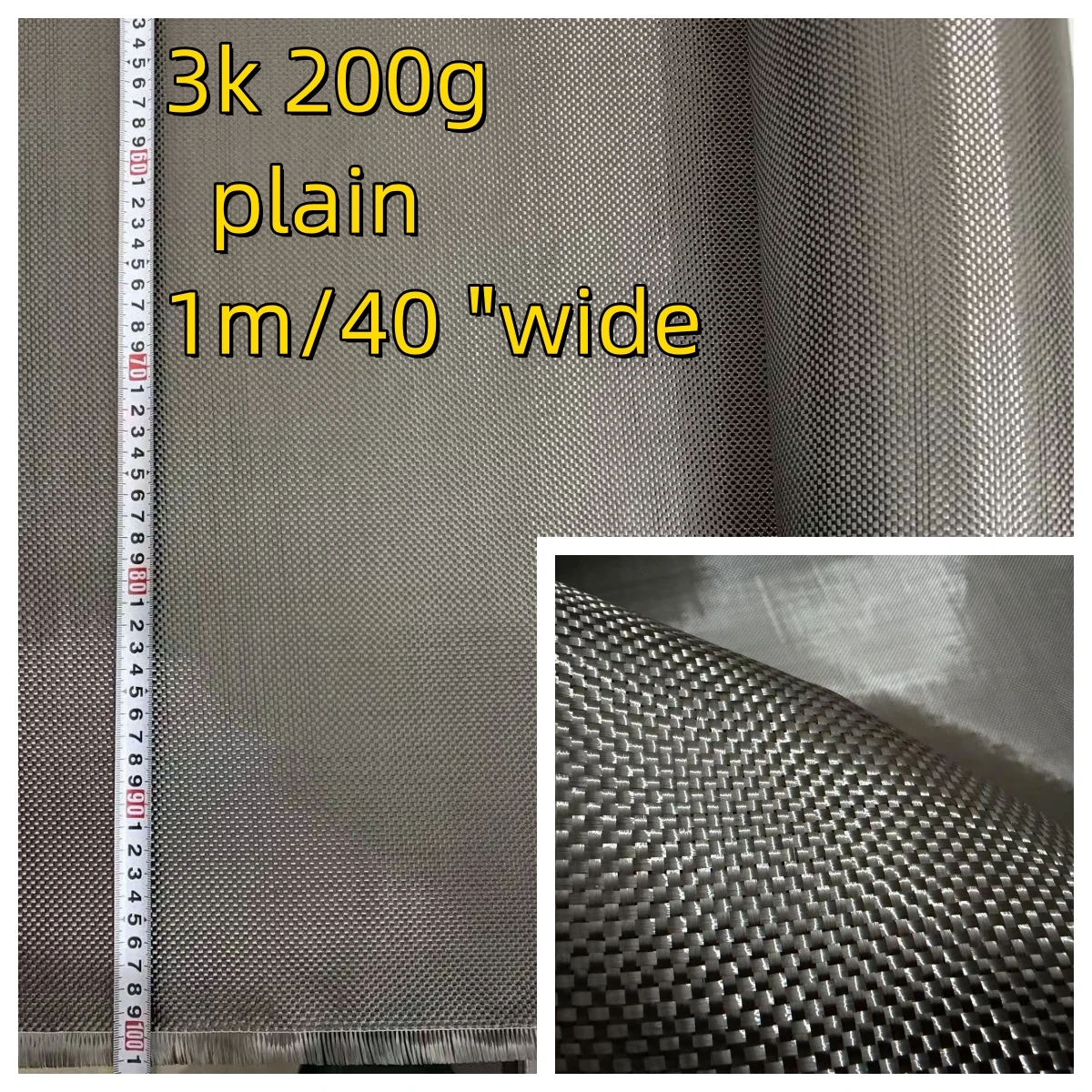 [Qualität A] Echtes Kohlefaser-Gewebe 3K 200gsm 2x2 Plain 20 – Detail 1