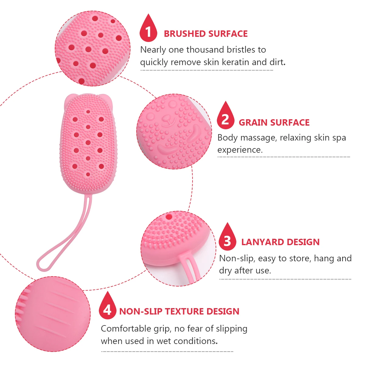 

Bath Brush Shower Cleaning Sponge Back Scrubber Bathing Handle Miss Body Smoother Dust Remover Skin Cleanser Dry Reviver