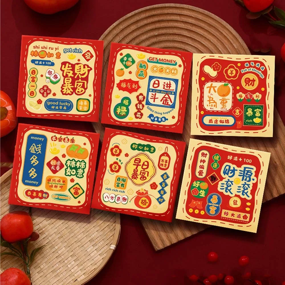 

6pcs Cartoon 2026 New Year Red Envelope Traditional Chinese Cute Horse Lucky Money Packet Blessings Year of Horse