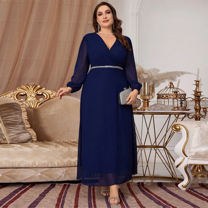 

Middle East Turkey Slim Chiffon Dress Fashion Casual Elegant Solid Color ballroom dress standard