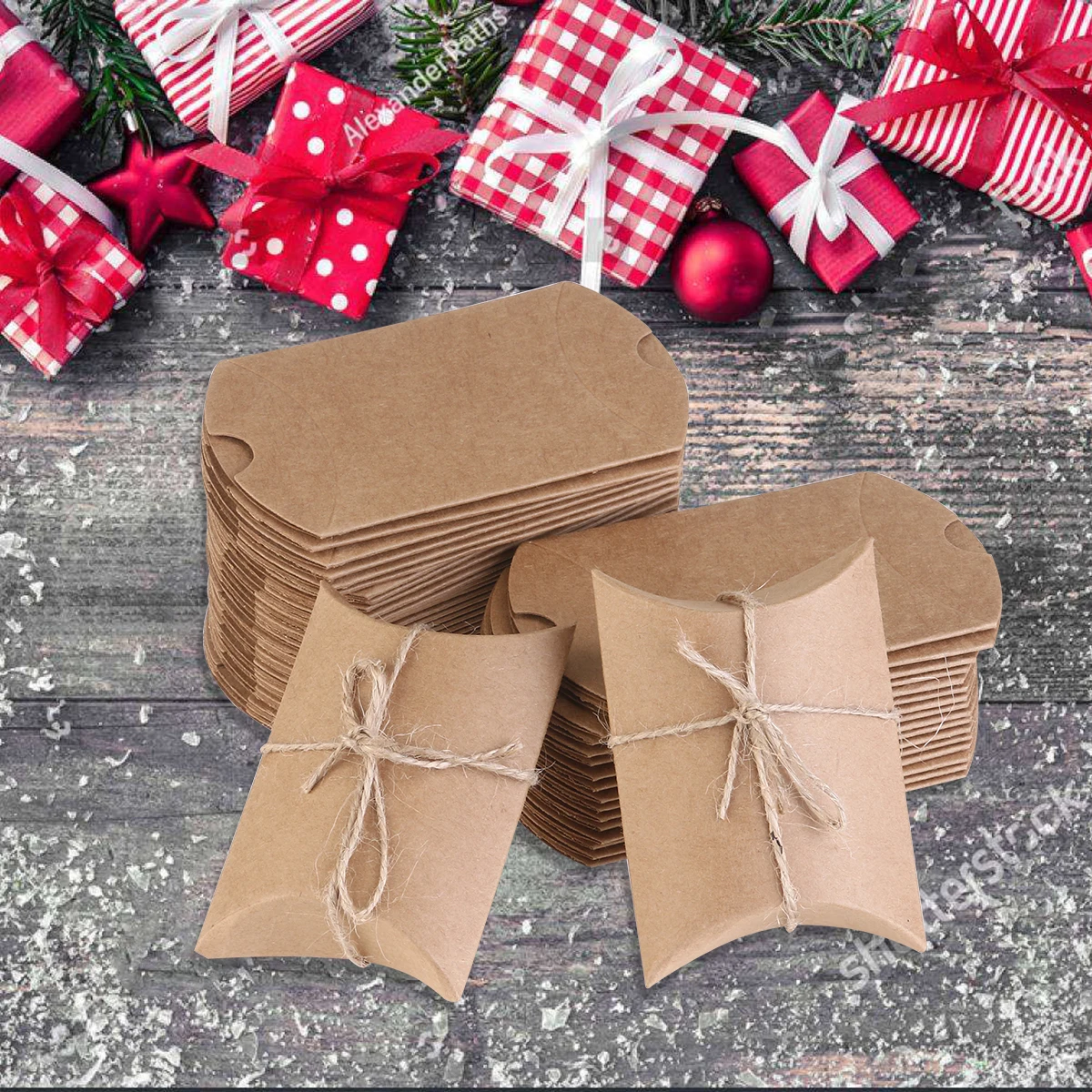 Kraft Vintage Boxes Brown Shabby Rustic Wrapping Gift Candy Boxes with Rope Wedding Favor Pack of 50