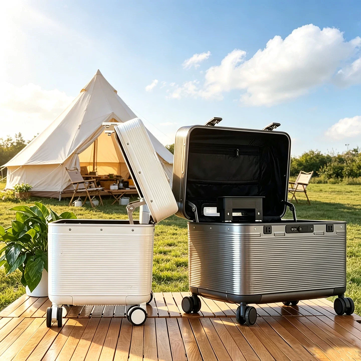 18 Inch Lightweight Carry‑On Pilot Travel Suitcase Aluminum Frame Top‑Opening Trolley Luggage Multifunctional Tool Case For Men
