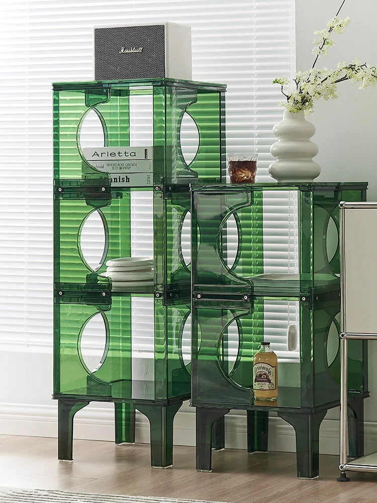 

Internet Celebrity Ins Style Acrylic Shelf Living Room Transparent Storage Cabinet Nordic Cream Home Display Rack