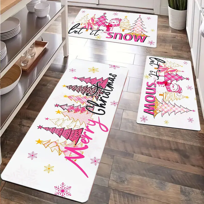 

Christmas Fan Theme Kitchen Carpet Flannel Material Suitable for Bathroom Bedroom Living Room And Other Areas