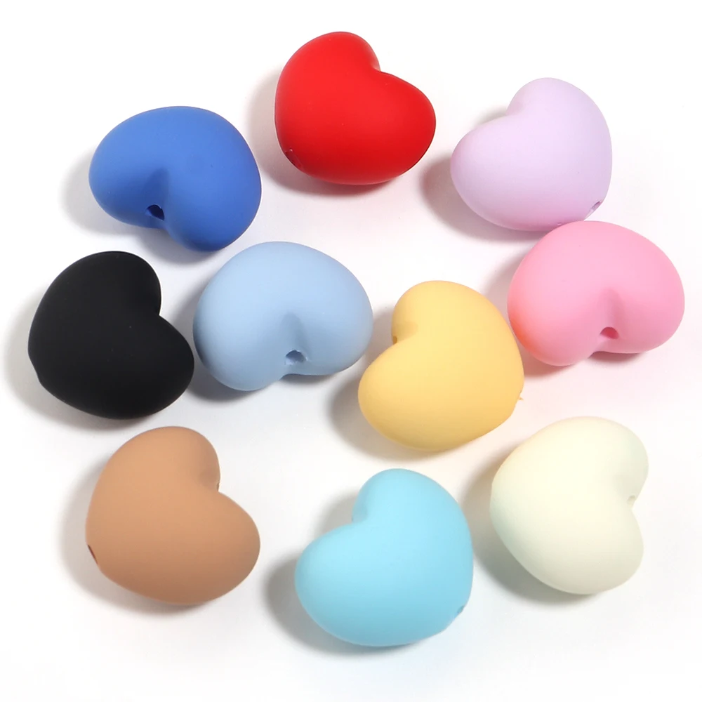 5 Stück Bunte Matte Glatte Herz-Acrylperlen Abstandsperlen für DIY-Schmuckherstellung Armband Halskette Handgemachtes Zubehör