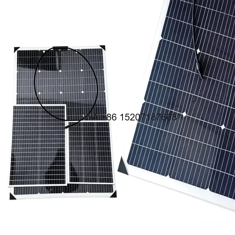 Wmwmnu 300W Ultra Thin Flexible Mono Solar Panel IP68 Waterproof PV Module for RV Boat Balcony Home Off Grid Power Supply