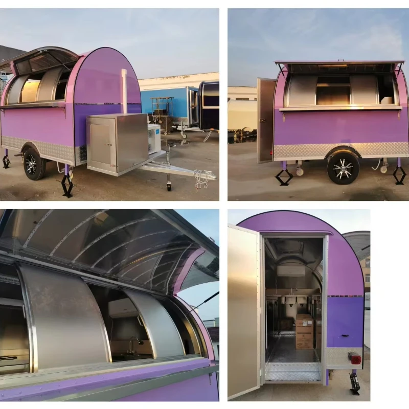 Mobile Outdoor Fast Food Cart Hand-Pushed Food Trailer Track for Restaurants Baker&Snack Food Factories