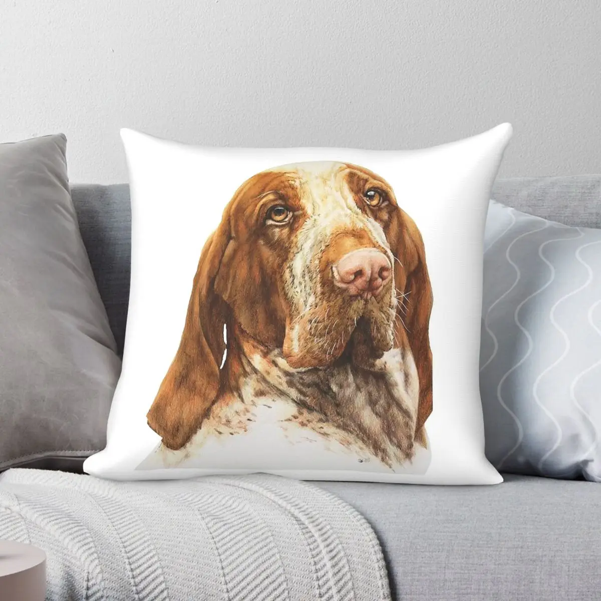 Funda de Almohada Cuadrada Bracco Italiano, de Poliéster, Lino y Terciopelo, Creativa y Decorativa, para Cojines de Hogar, Venta al Por Mayor