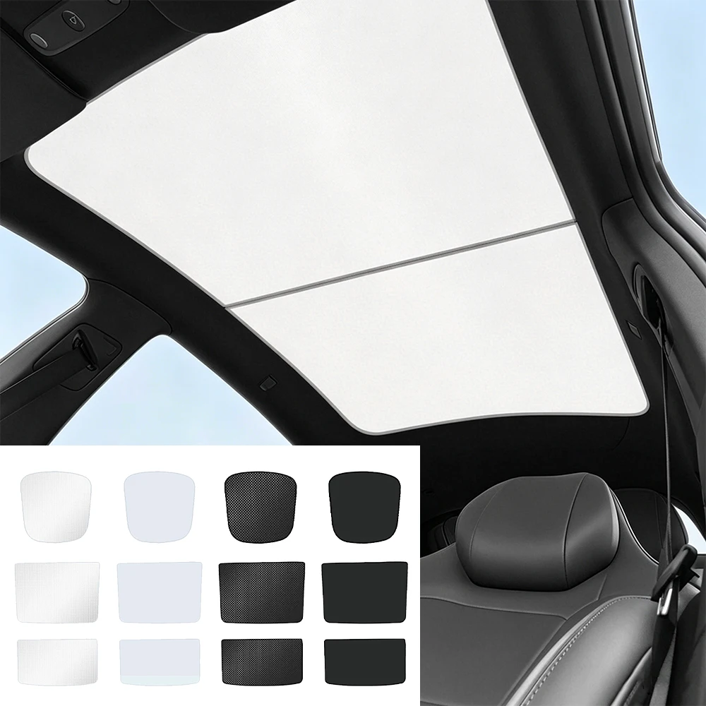 Car Sunroof Ice Cloth Buckle Sunshades Cover Front Rear Skylight Glass Roof Sun Shade Interior Accessories For Tesla Model YL - view 2
