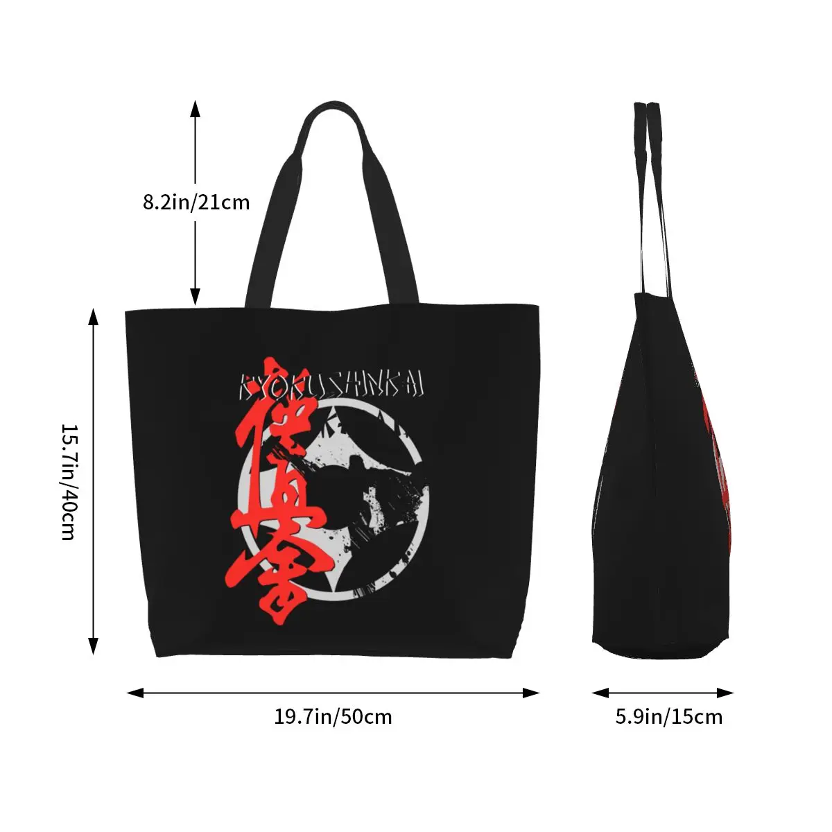 Kyokushi Karate Grocery Shopping Bags Kawaii Print Canvas Shopper Tote Shoulder Bags Big Capacity Portable Martial Arts Handbag