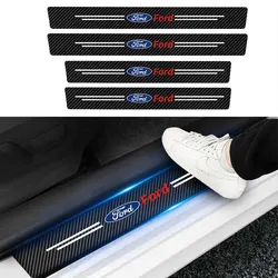 4pcs/set Carbon Fiber leather  Car Threshold Protector Door Sill Cover Sticker For Ford Focus 2 3 MK2 MK3 MK5 Fiesta MK7 Mondeo