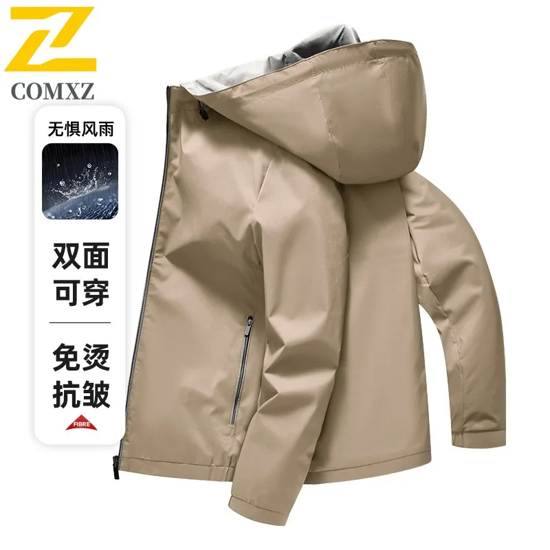 COMXZ سترة واقية للزوجين موضة مقنعين مقاوم للماء يندبروف سترة خارجية للمشي التخييم الصيد العصرية أكتيفيوير 2025
