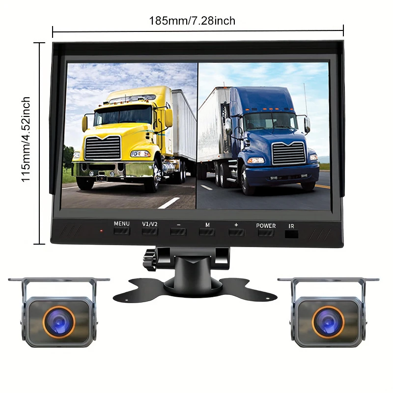7 Inch 2CH IPS Screen 1080P Waterproof Backup Camera System Car Recorder Reverse Camera Kits for RV Lorry Truck