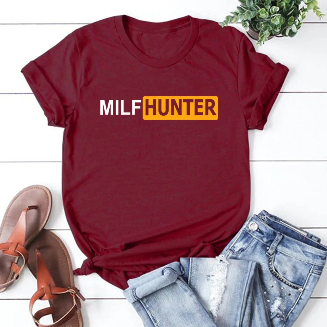 Graphic T Shirt Milf Hunter Unisex T-Shirt Funny Joke Women Short Sleeve T-shirts Casual Streetwear Top Milf Gifts Tee