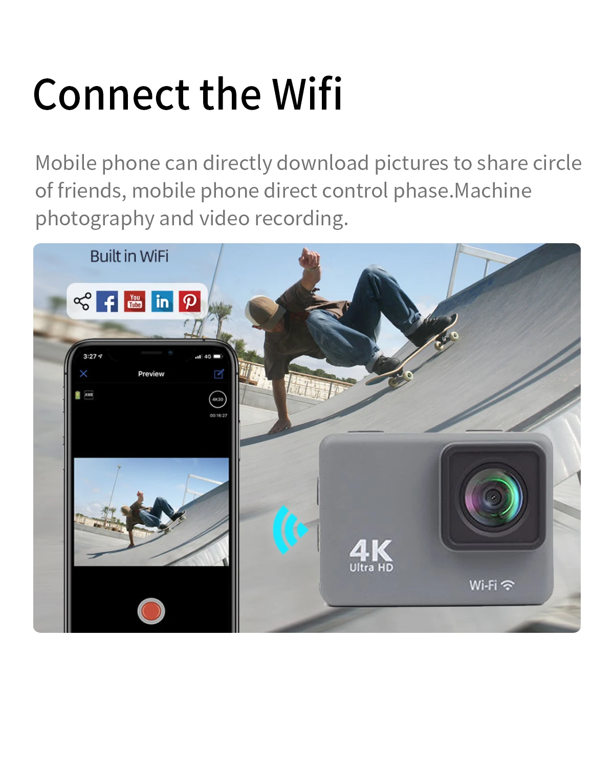 2025 NEW Action Camera 4K 60FPS WiFi Anti-shake With Remote Control Screen Waterproof Sport Camera driv