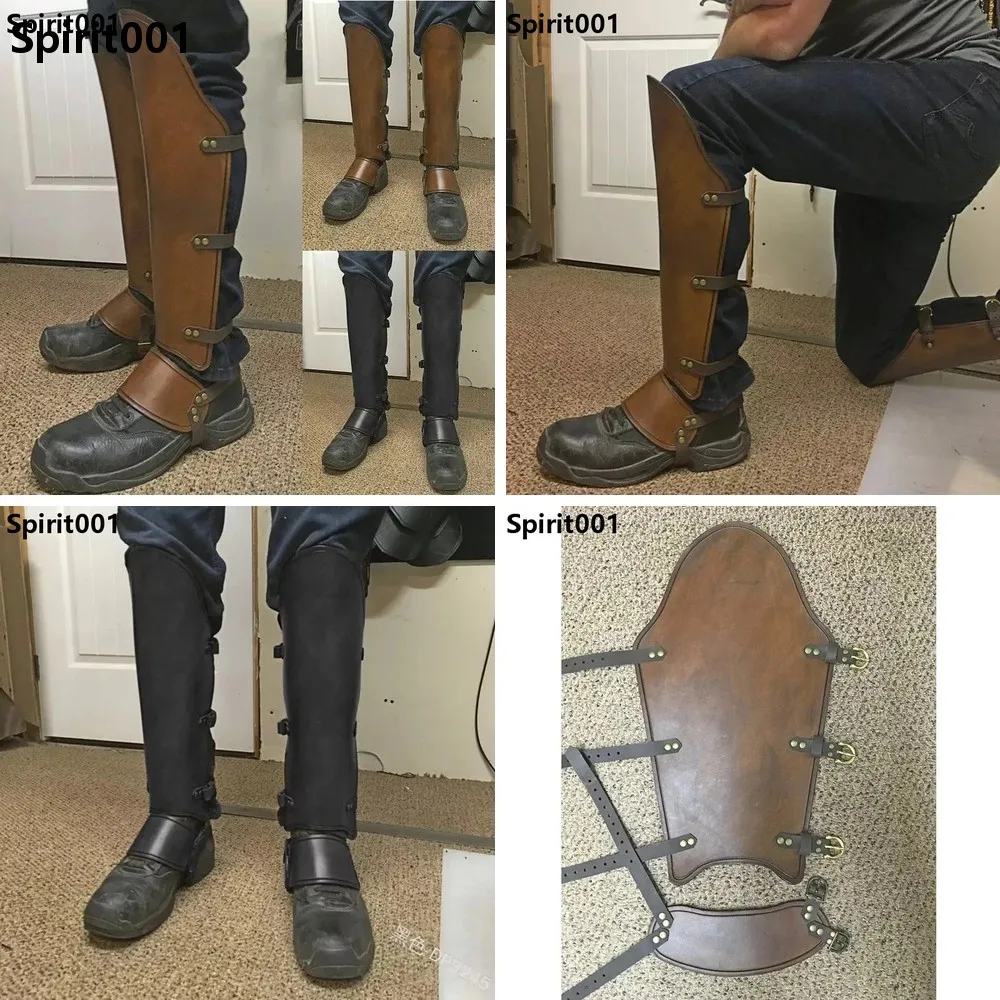 

Steampunk Leather Leg Gaiters Boot Covers Medieval Warrior Armor Cosplay Costume Vintage Soldier Spats Half Chaps