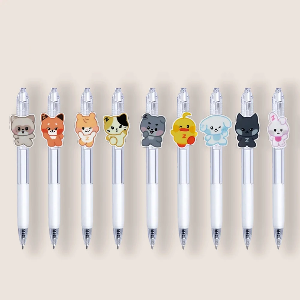 KPOP ZEROBASEONE ZERONI Cartoon 0.5mm Gel Pens Jiwoong Matthew Yujin Ricky Hanbin Push Black Pen Student Stationery Fans Gifts