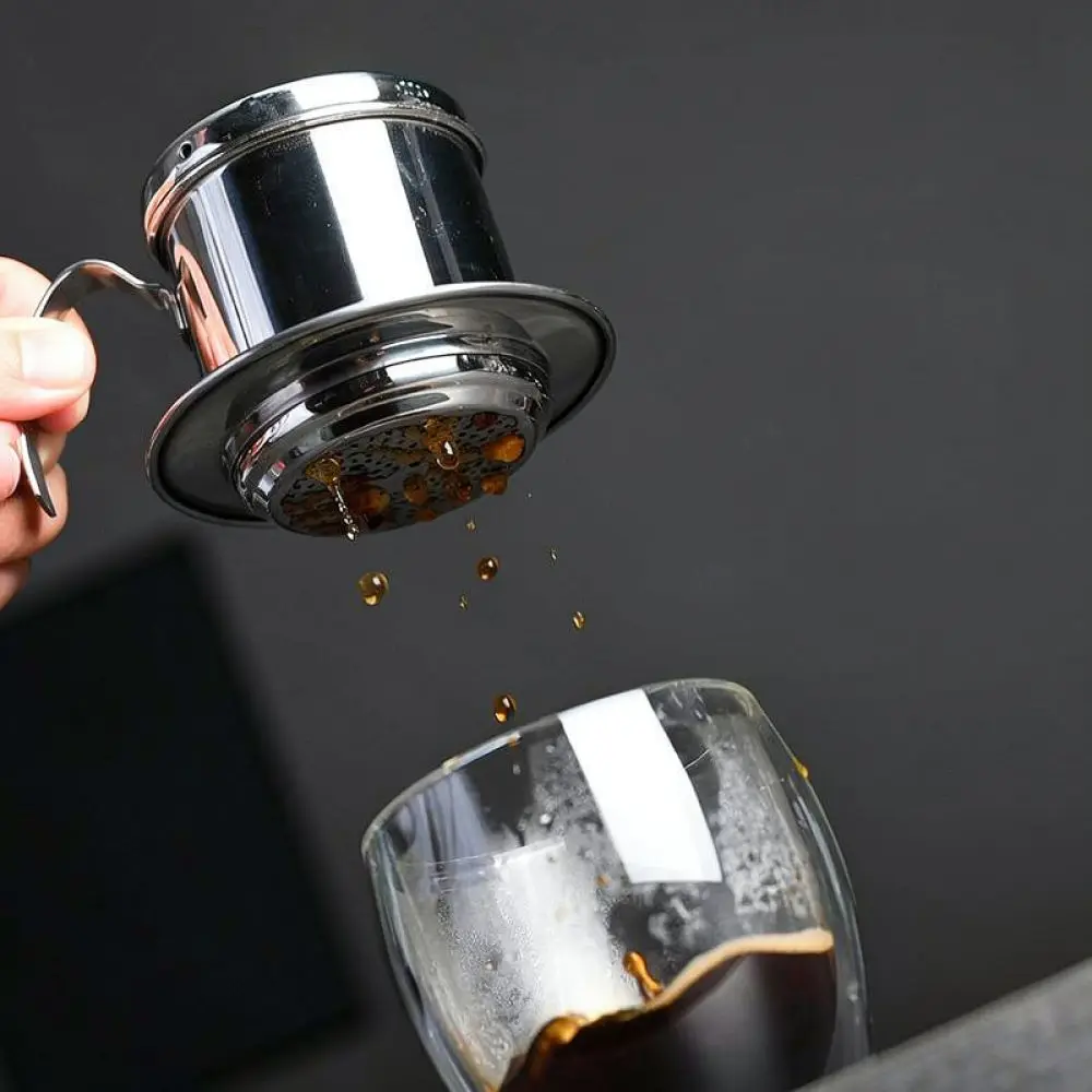 Vietnamese Style Coffee Dripper Manual Drip Brewer 304 Stainless Steel Filter Pot Portable Hand Made Coffee Machine For Camping