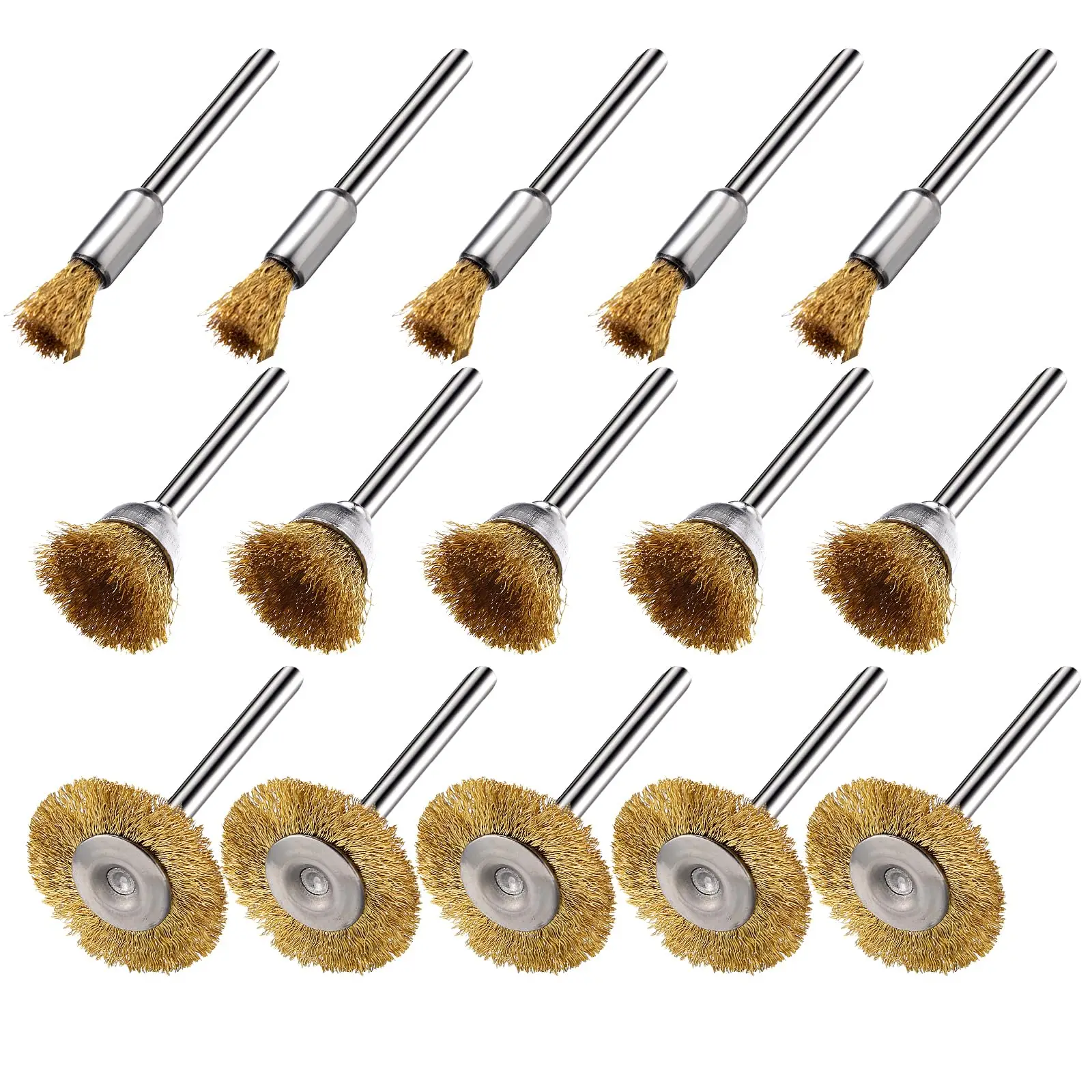 15PCS Copper Wire Brush Set, 1/8