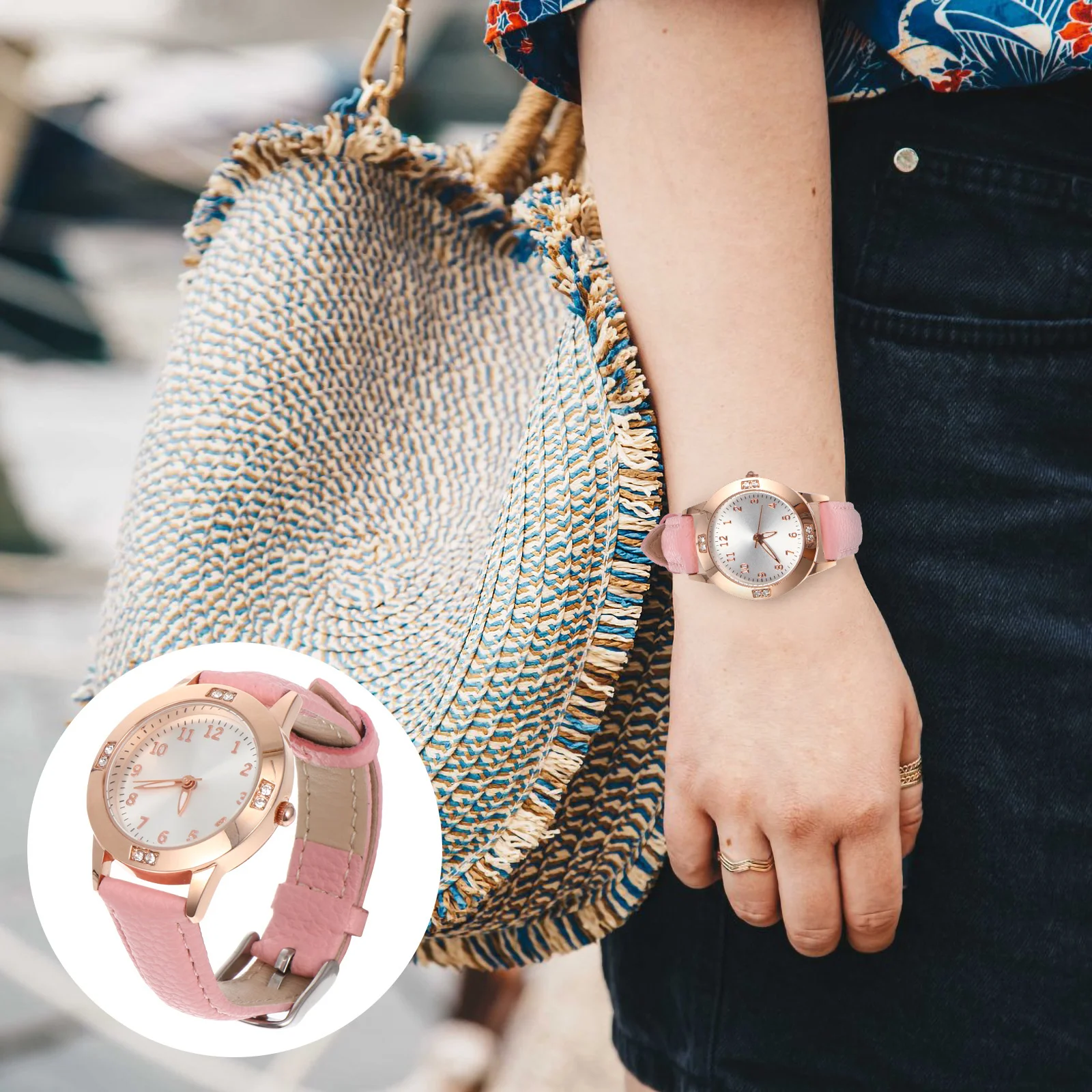 

Stylish Women'S Diamond-Studded Waterproof Quartz Wristwatch Adjustable Belt Durable Simple Elegant Design Daily Wear Party Gift